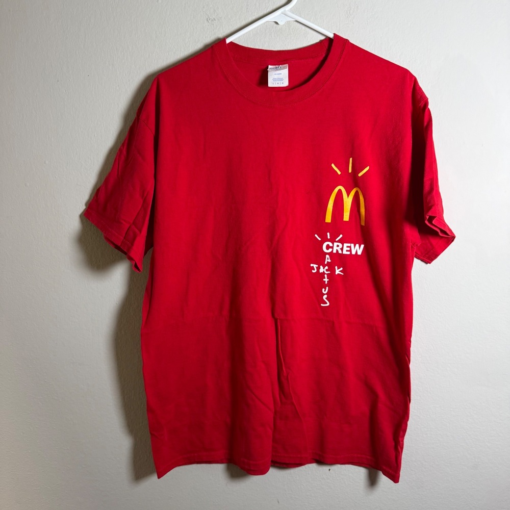 Travis Scott Cactus Jack x McDonalds Crew T-Shirt Red Mens Large Graphic Tee